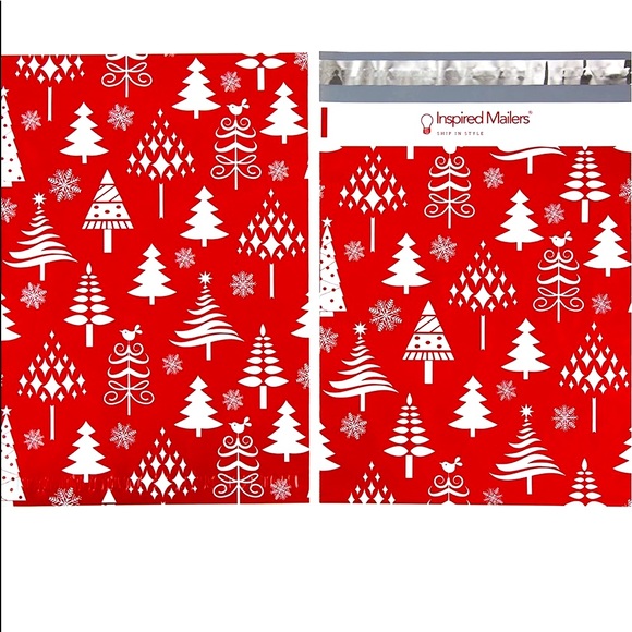 LAST SET‼️🎄20 Premium poly mailers- Red + White Trees! - Picture 2 of 4